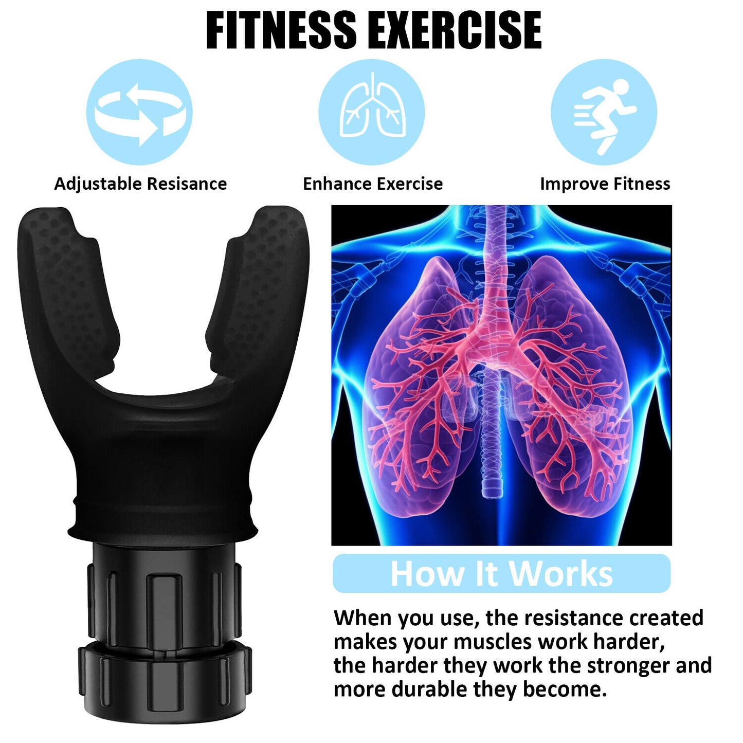 Breathing Trainer for Lungs Portable Breath Fitness Equipment Exerciser Device